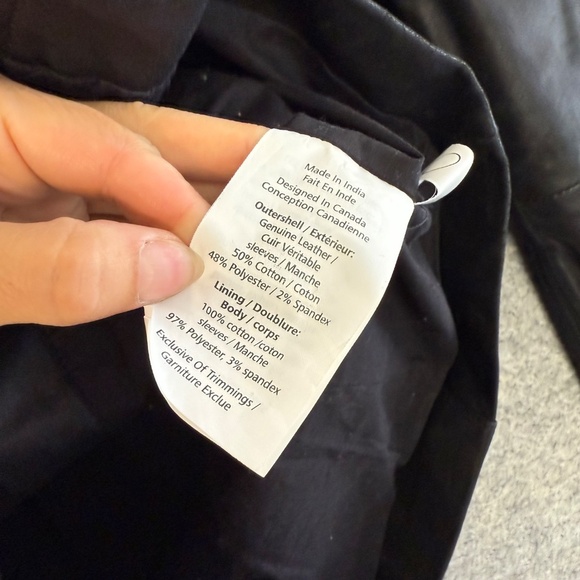 Danier Black Genuine Leather Moto Zip Fitted Hooded Jacket Women’s 2XS - Picture 2 of 12